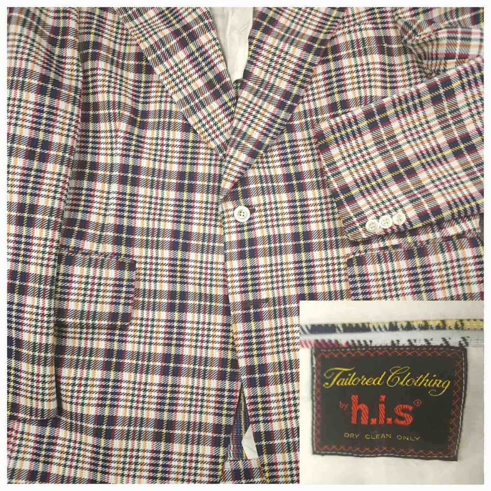 Vtg 60s Ivy Style Wide Lapel Sport Coat Mens 42R Prince of Wales Check Casual